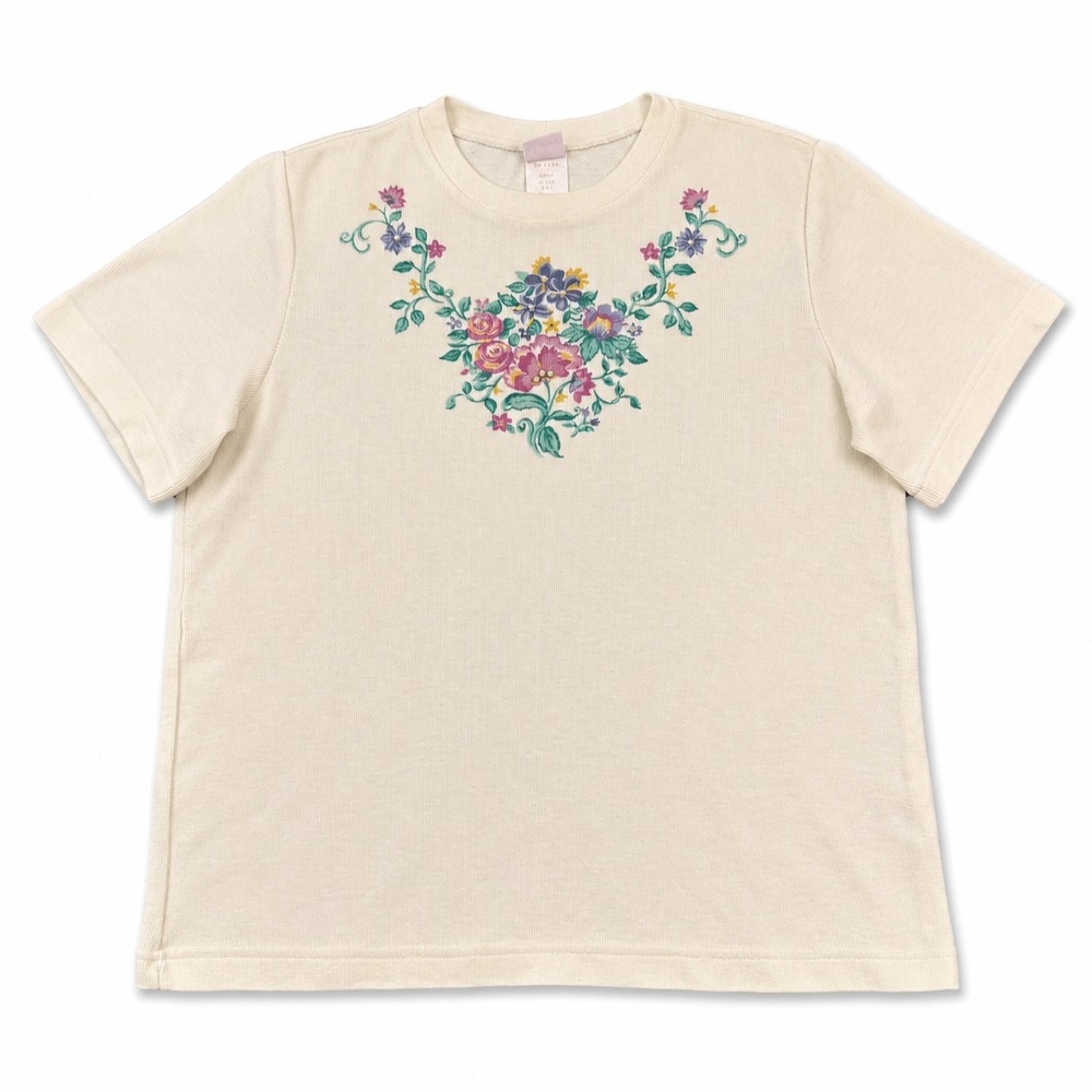 Vintage Graff Californiawear Floral Thermal Rib Knit Tee Shirt USA Womens Large